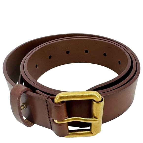 Yves Saint Laurent  Cassandre Leather Thin Belt Brown Size 90 - Picture 4 of 11